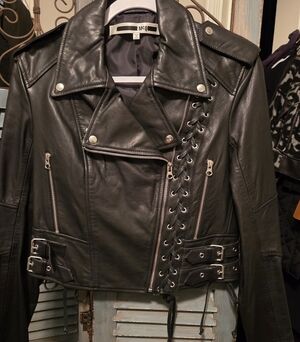 McQ ALEXANDER MCQUEEN LEATHER BIKER/MOTO JACKET